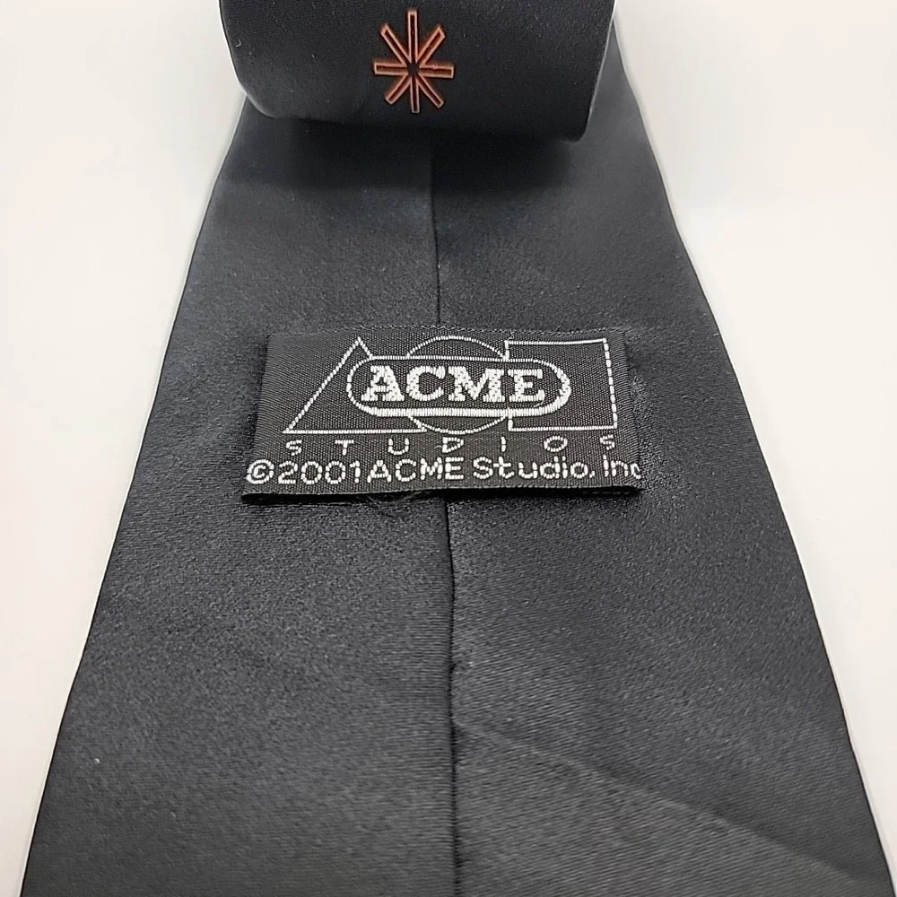 Vintage 2001 ACME Studios × Karim Rashid Silk Tie Black Multicolor Icons Postmod